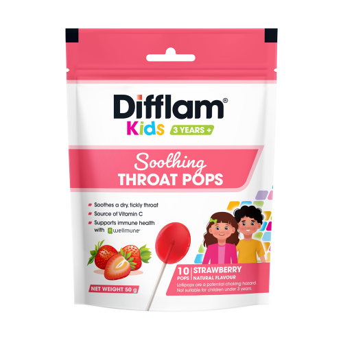Difflam Kids Soothing Throat Pops Strawberry Flavour 10 Pack