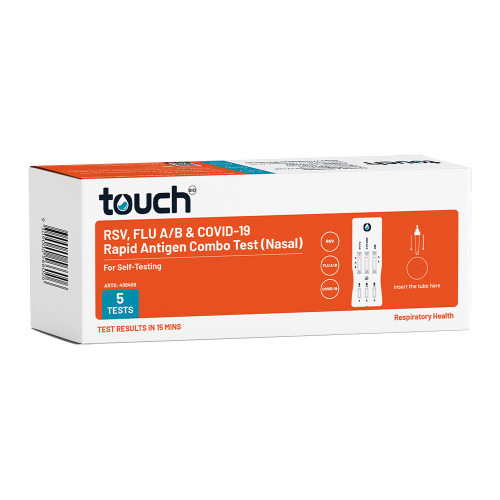 TouchBio RSV, Flu A/B & COVID19 Rapid Antigen Combo Test (Nasal) 5 Pack