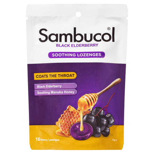 Sambucol Soothing Lozenges Black Elderberry with Honey 16 Lozenges