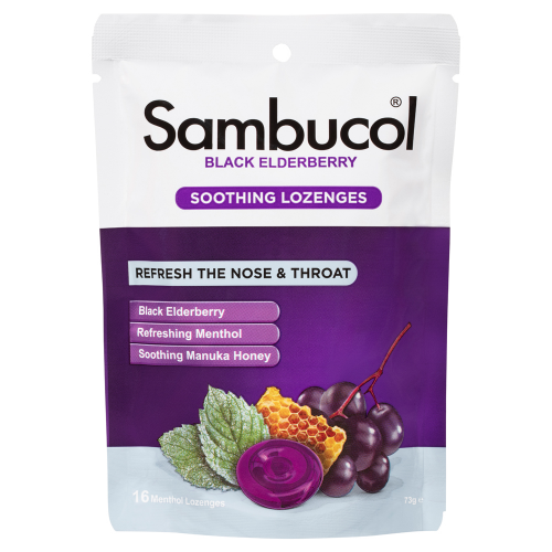 Sambucol Soothing Lozenges Black Elderberry with Menthol 16 Lozenges