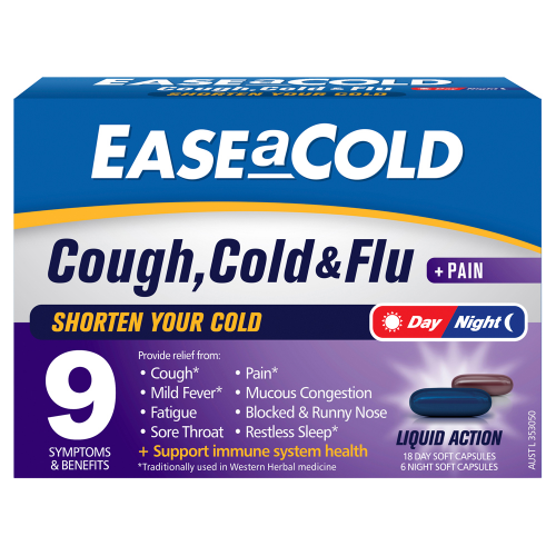 Ease A Cold Cough, Cold & Flu + Pain Day/Night 24 Capsules – MediCart