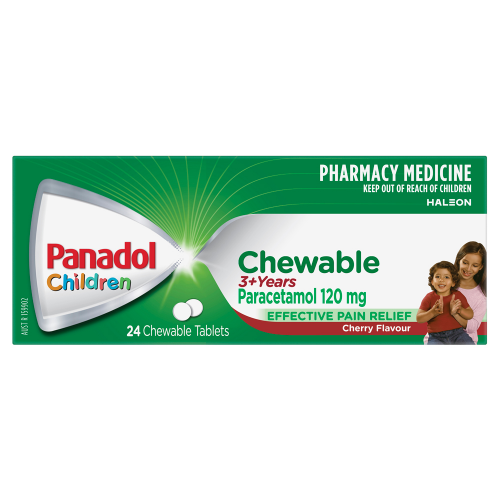 Panadol Chewable 3+ Years Cherry Flavour 24 Tablets