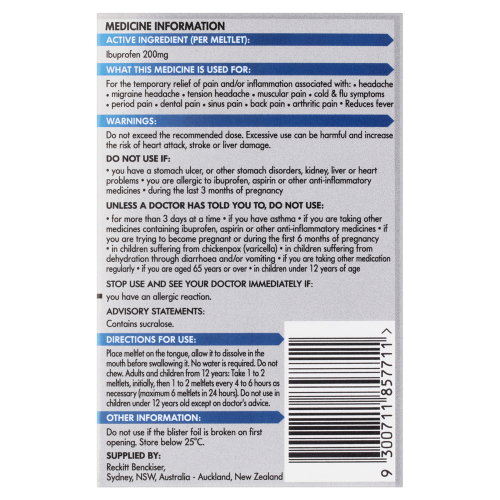 Nurofen Meltlets Berry Burst Ibuprofen 200mg 24 Tablets